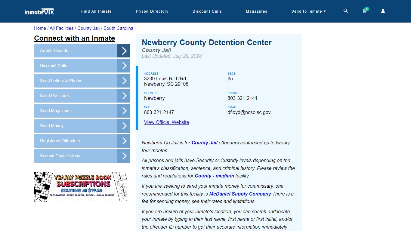 Newberry County Detention Center - Inmate Locator