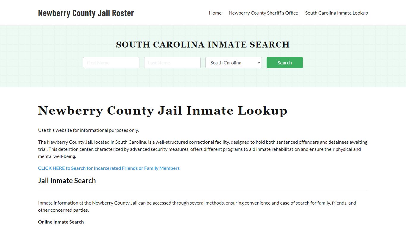 Newberry County Jail Roster Lookup, SC, Inmate Search