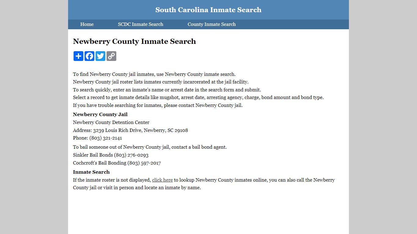 Newberry County Inmate Search